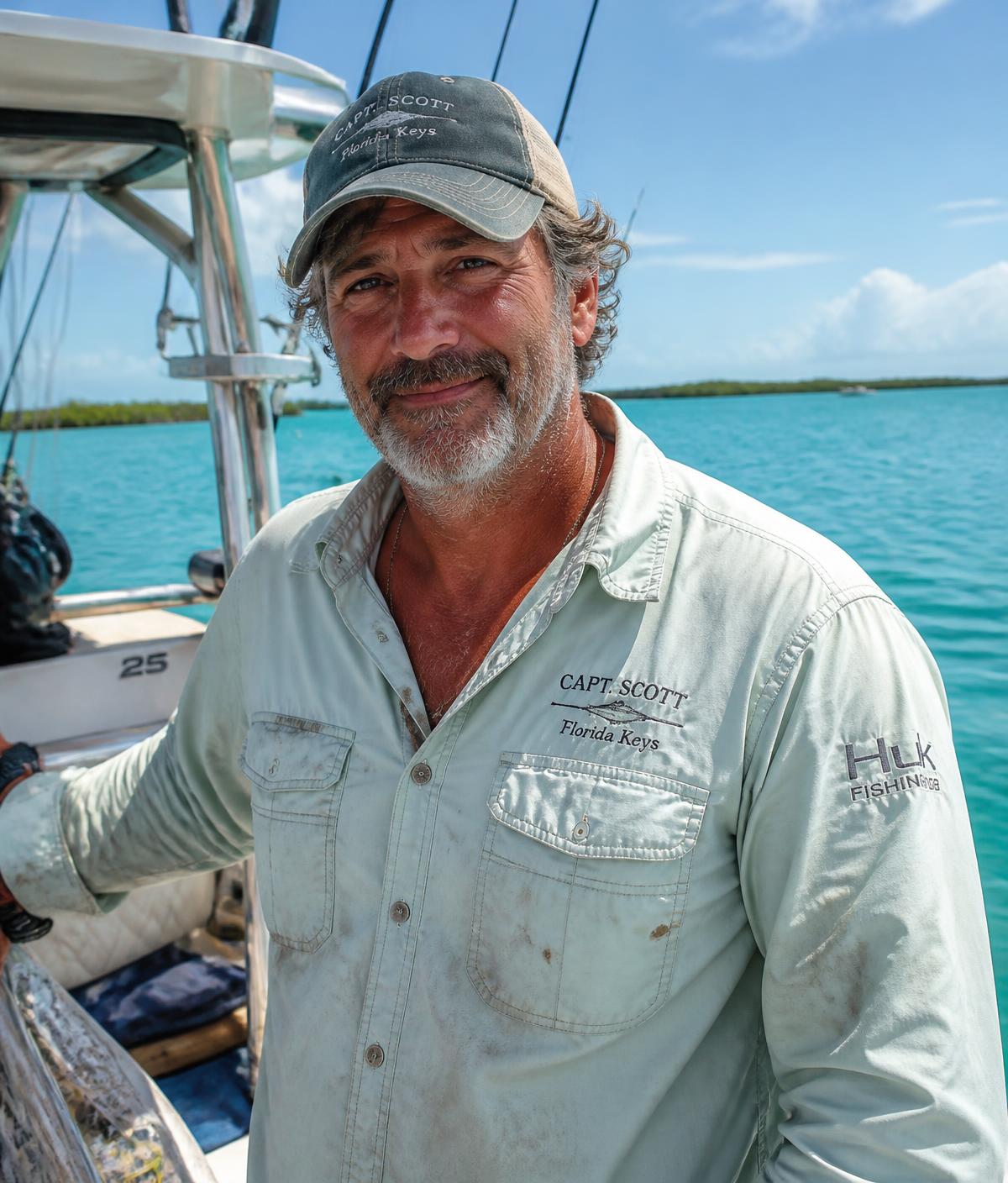 Captain Ricky on the deck of his boat in Key Largo